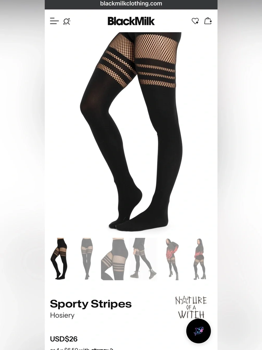 BlackMilk Black Sporty Stripes Fishnet Thigh Highs